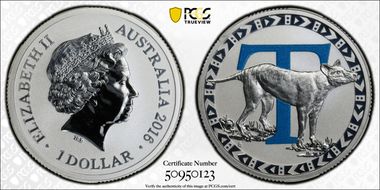 2016 $1 T - Tasmanian Tiger Ag Colorized MS69