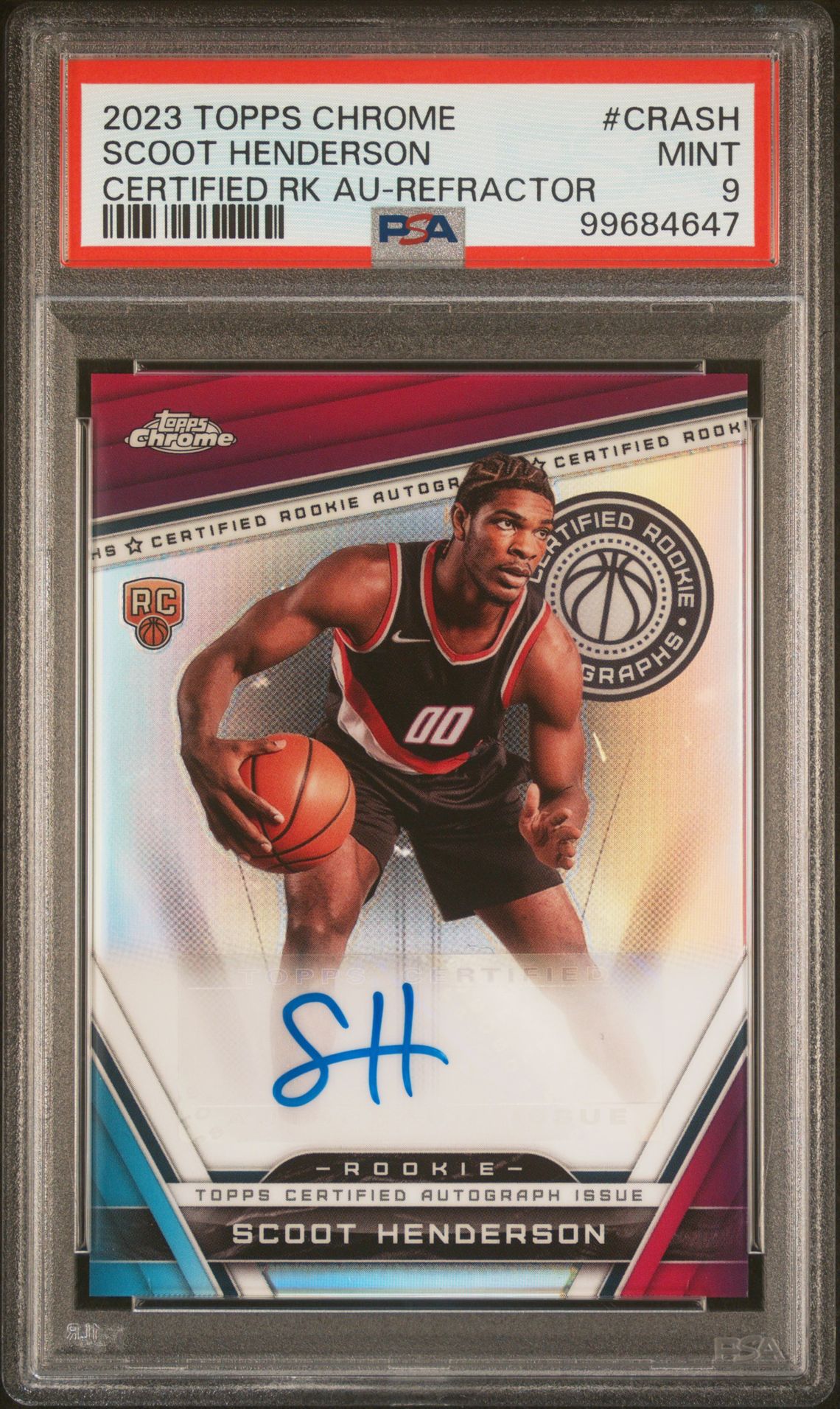 2023 Topps Chrome TOPPS CHROME CERTIFIED ROOKIE AUTOGRAPHS CERTIFIED RK AU-REFRACTOR #CRASH Scoot Henderson front
