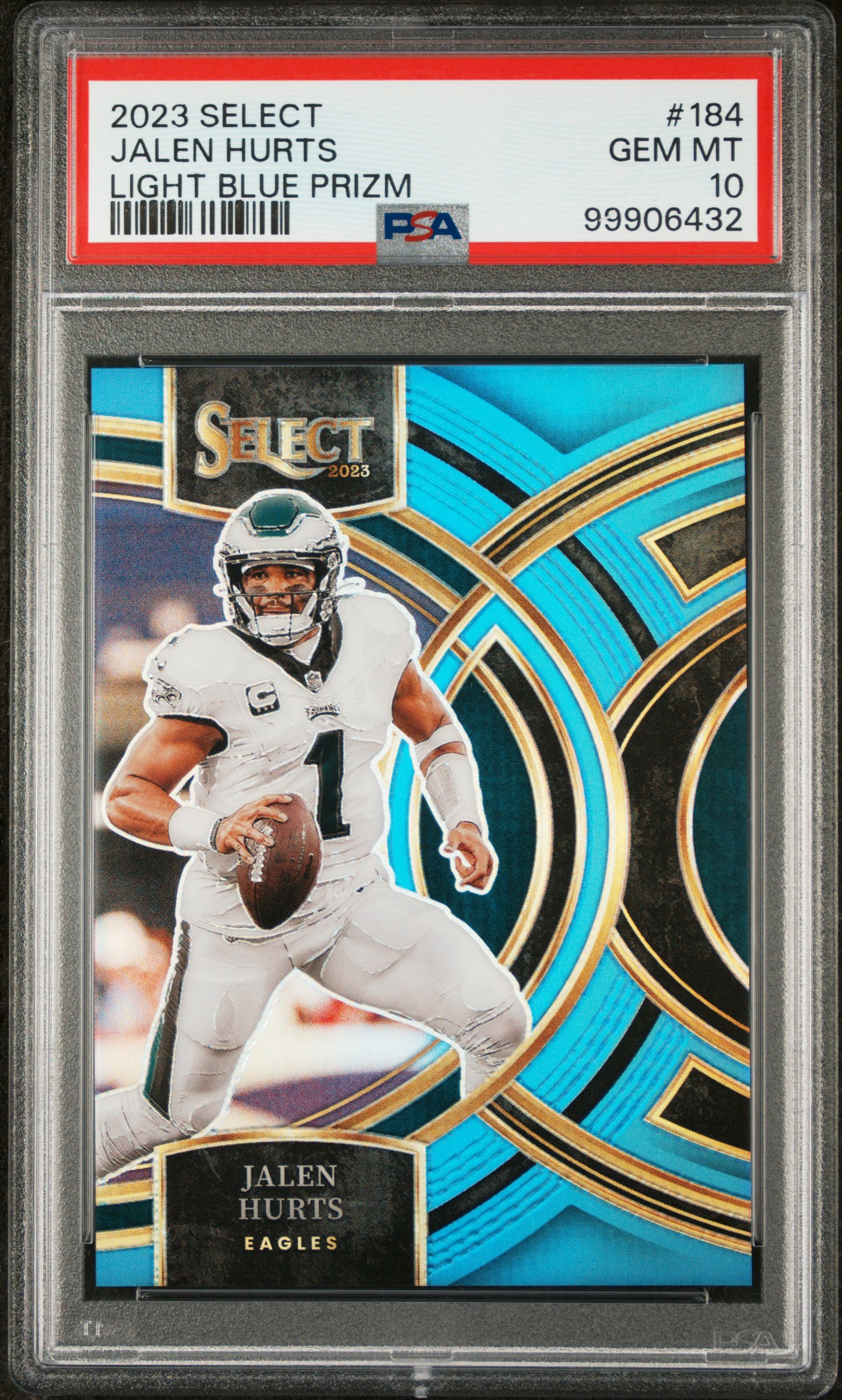 2023 Panini Select Jalen Hurts #184 (Light Blue Prizm) Gem Mt 10 front