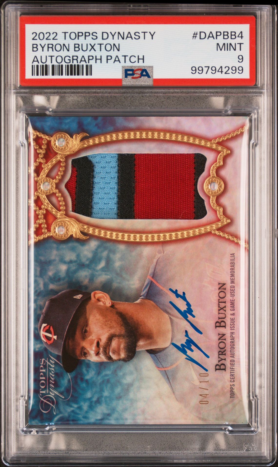 2022 Topps TOPPS DYNASTY AUTOGRAPHED PATCH #DAPBB4 Byron Buxton front