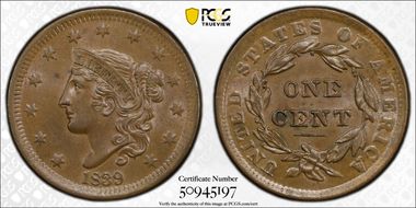 1839 1C Head of 1838 MS63BN