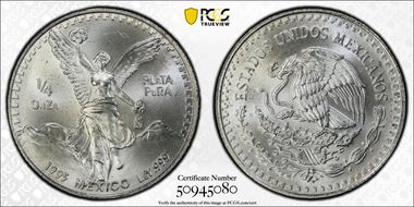 1995-Mo 1/4 oz Libertad Ag MS67