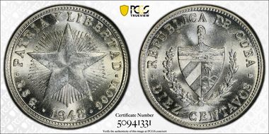 1948 10C KM-A12  Ag MS65