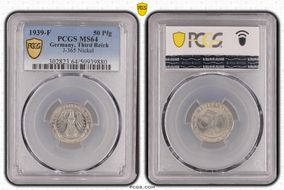 1939-F 50 Pfg J-365 Nickel MS64