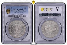 1930-E 5 Mk Oak Tree J-331 MS65