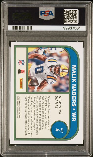 2024 Panini Score Protential Malik Nabers #4 Mint 9 back