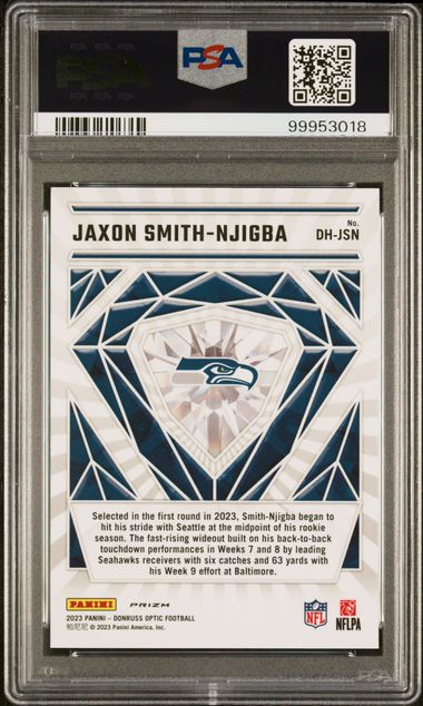 2023 Panini Donruss Optic Diamond Hands Jaxon Smith-Njigba #Dhjsn Gem Mt 10 back