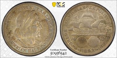 1893 50C Columbian AU55