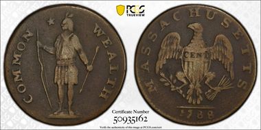 1788 Cent Massachusetts, Ryder 13-I VF20BN