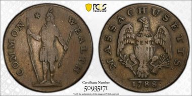 1788 Cent Massachusetts, Ryder 16-M VF20BN