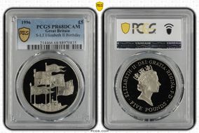 1996 £5 S-L3 Elizabeth II Birthday PR68DCAM