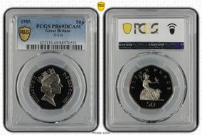 1985 50p S-H4 PR69DCAM