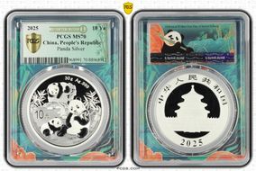 2025 10 Yn Panda Silver Panda 2023 Green Lbl, FDoI (L#356) MS70