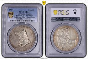 1914 Medal  Kienast-147 Ag Matte Red Cross Med Dogs 40mm SP64