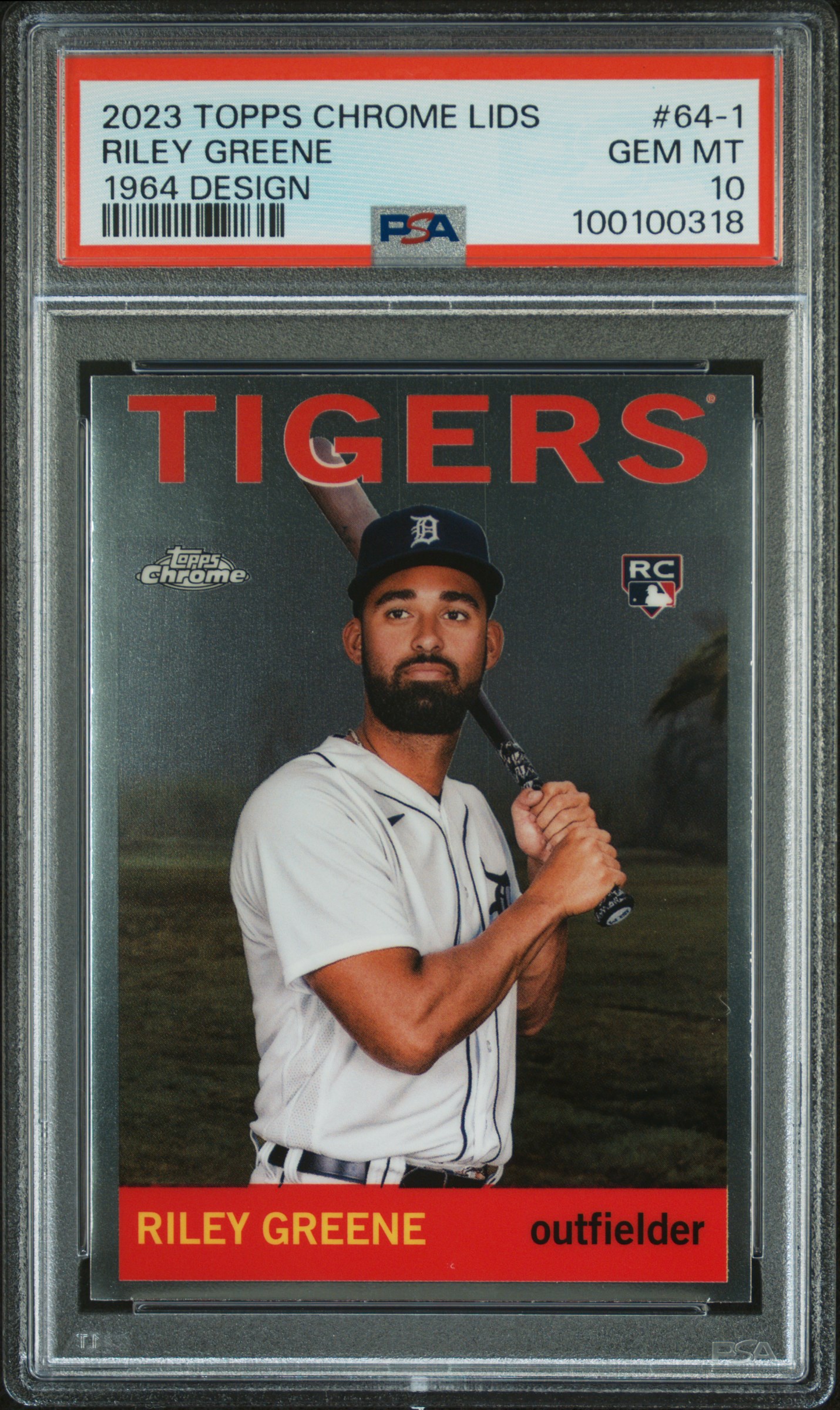 2023 Topps Chrome Lids 1964 Design Riley Greene #64-1 Gem Mt 10 front