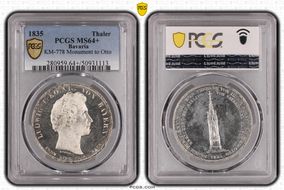 1835 Thaler KM-778 Monument to Otto MS64+