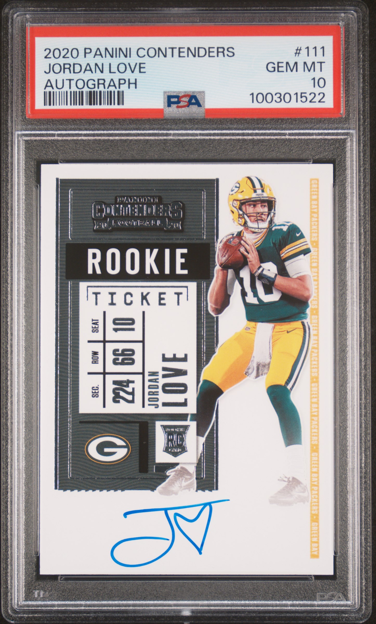 2020 Panini Contenders Jordan Love #111 (Autograph) Gem Mt 10 front