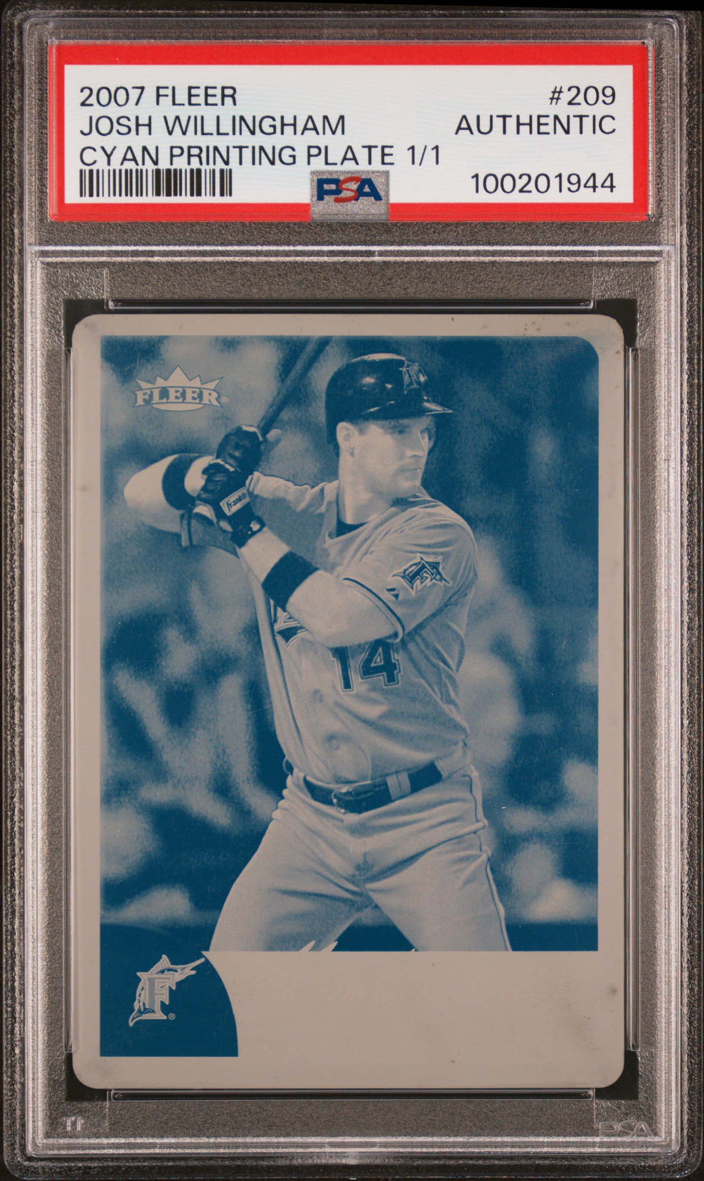 2007 Fleer Josh Willingham #209 (Cyan Printing Plate 1/1) N0: Authentic front
