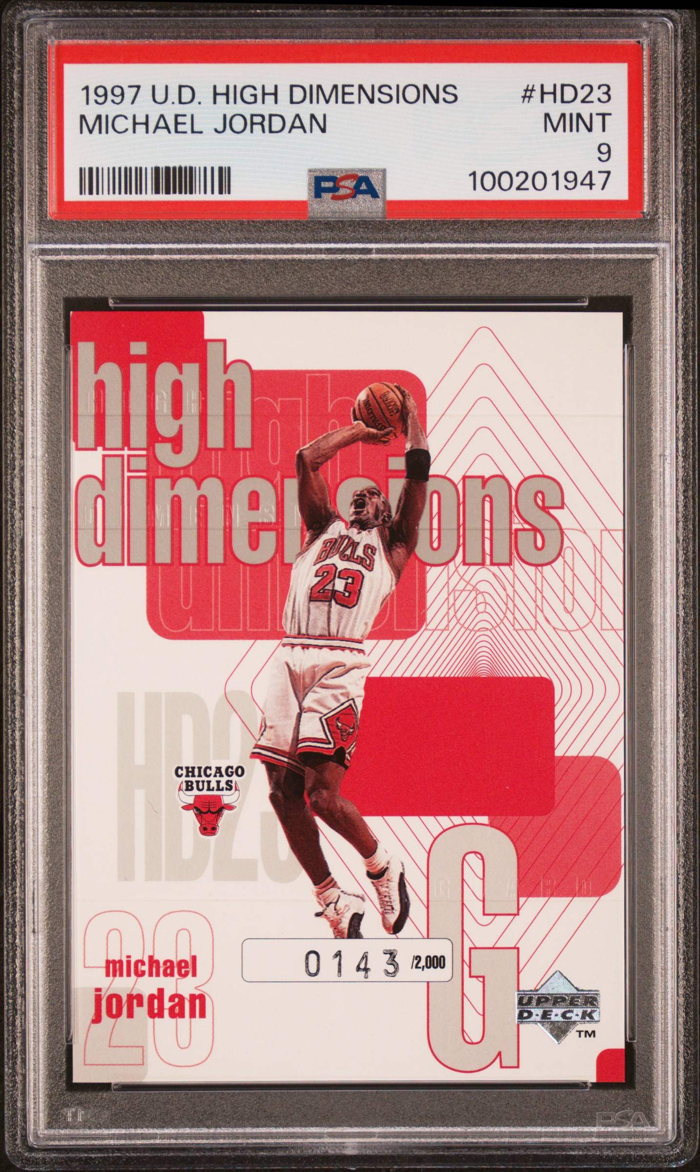 1997 Upper Deck High Dimensions Michael Jordan #Hd23 Mint 9 front