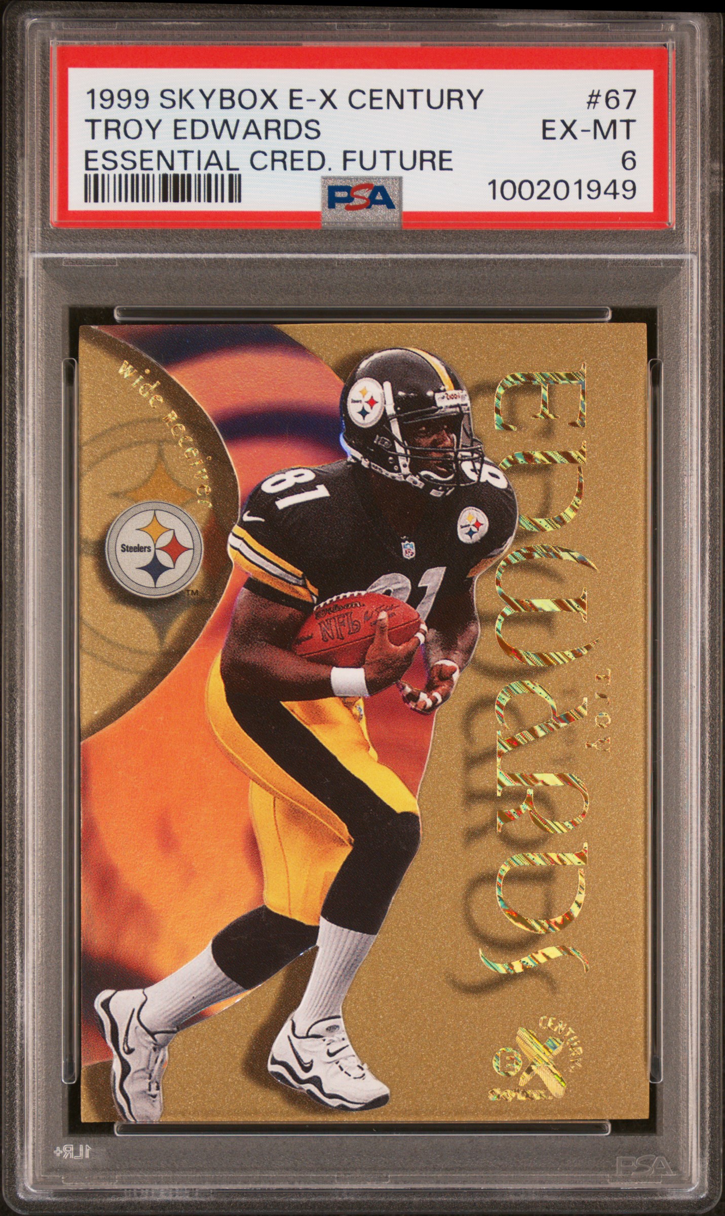 1999 Skybox E-X Century Troy Edwards #67 (Essential Credentials Future) Ex-Mt 6 front