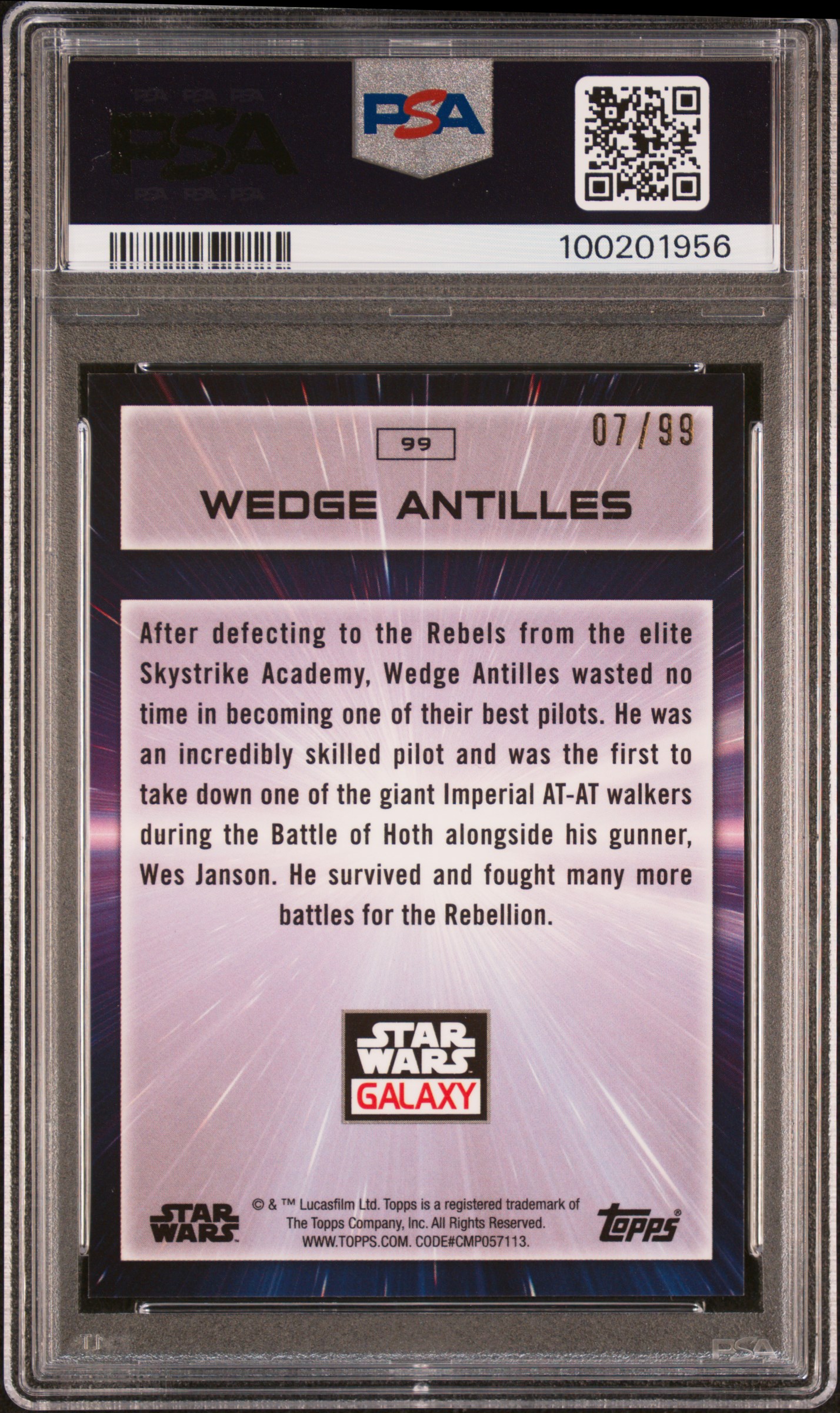2022 Topps Chrome Star Wars Galaxy Wedge Antilles #99 (Wave Refractor) Gem Mt 10 back