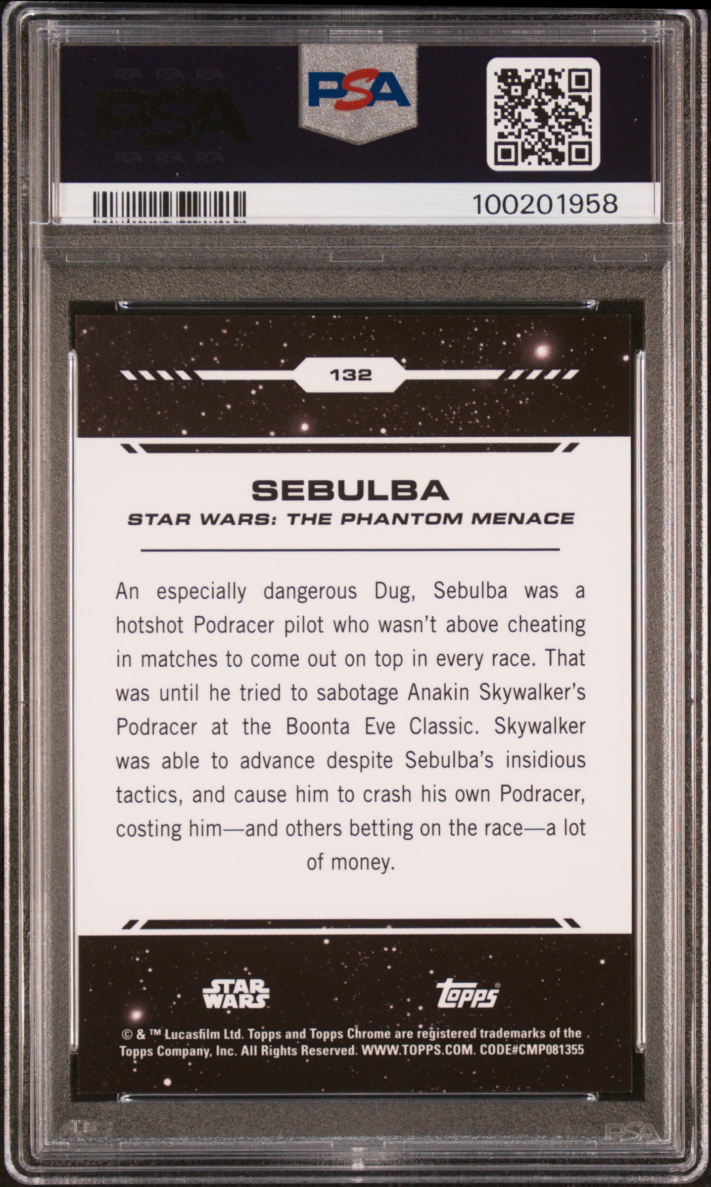2024 Topps Chrome Star Wars Sebulba #132 (Mustafar Lava) Gem Mt 10 back