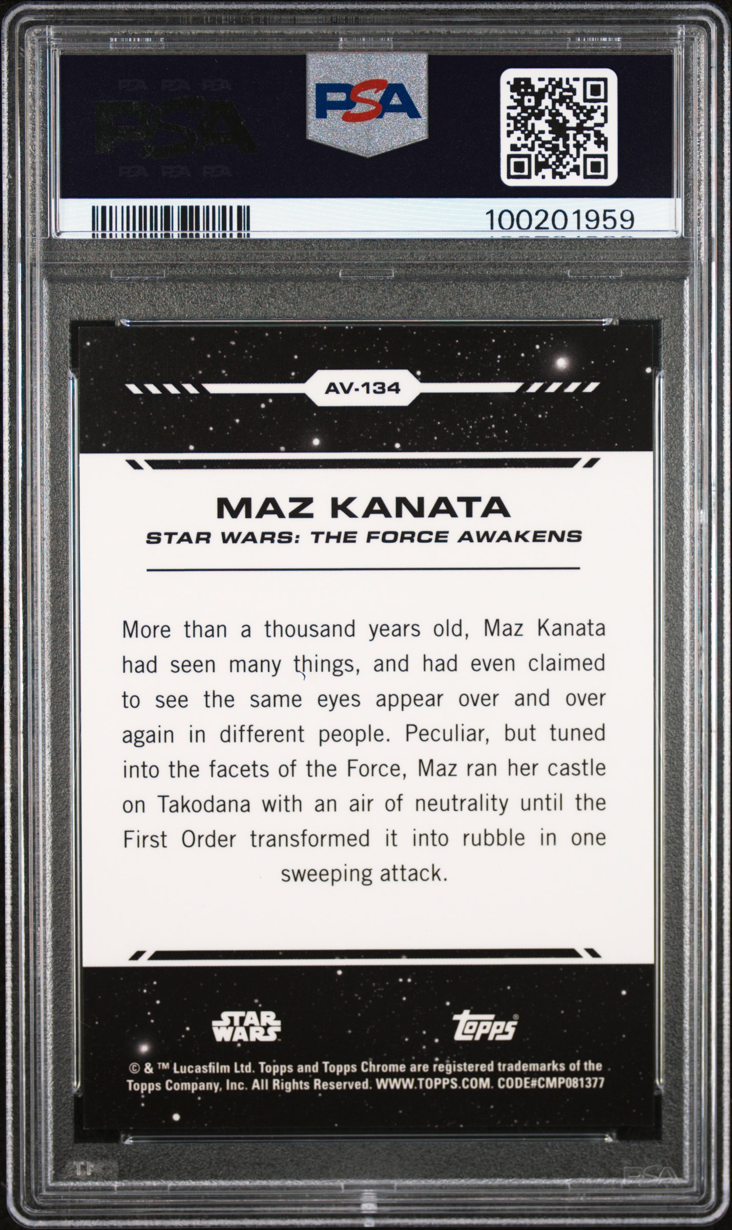 2024 Topps Chrome Star Wars Maz Kanata #Av134 (Aurebesh Variation) Gem Mt 10 back