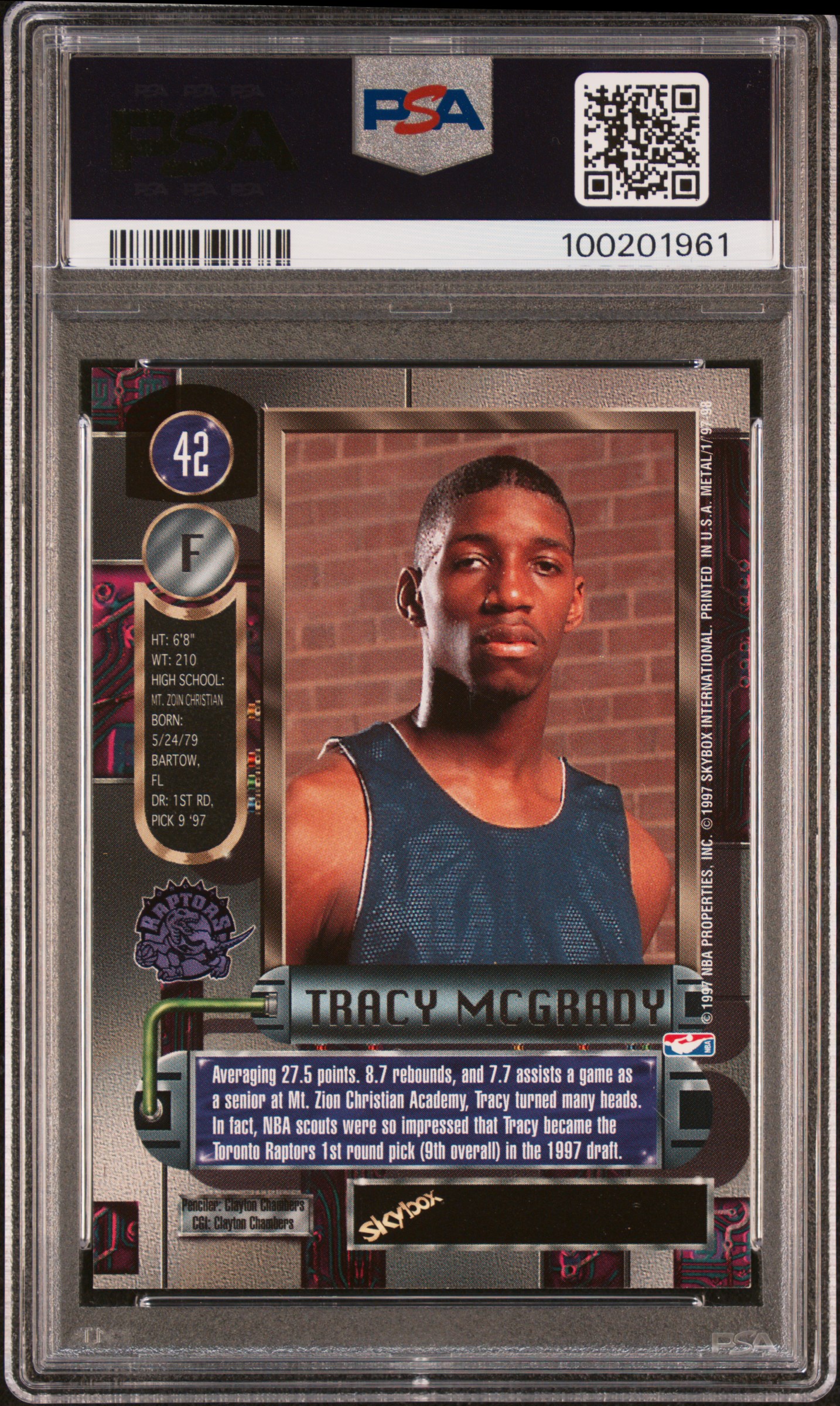 1997 Metal Universe Tracy Mcgrady #42 Nm-Mt 8 back