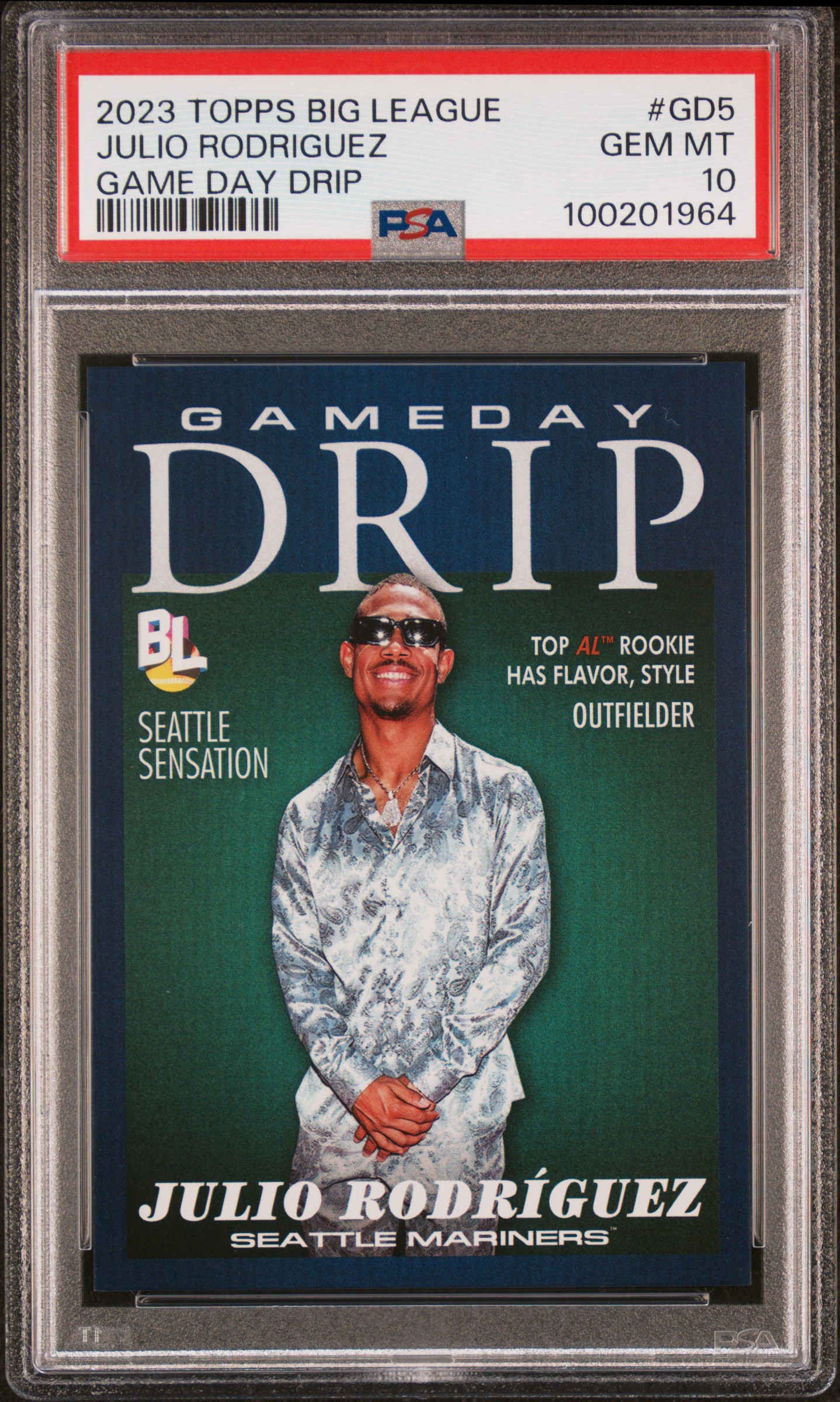 2023 Topps Big League Game Day Drip Julio Rodriguez #Gd5 (Game Day Drip) Gem Mt 10 front