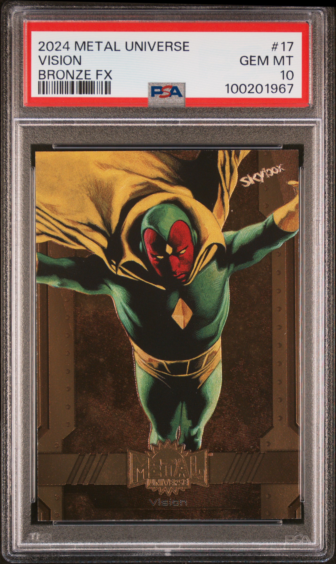 2024 Skybox Metal Universe Avengers Vision #17 (Bronze Fx) Gem Mt 10 front
