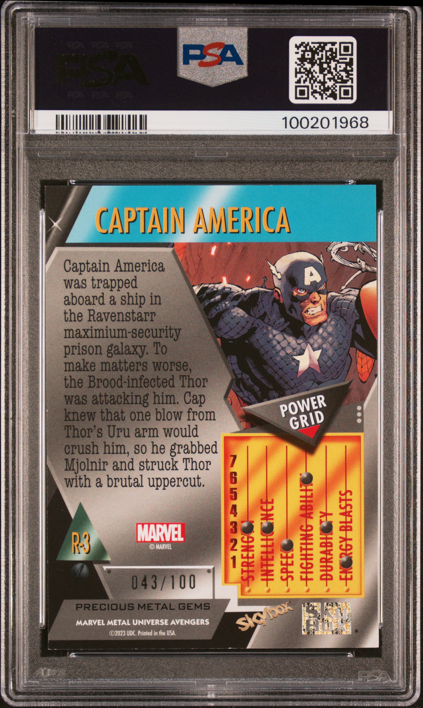 2024 Skybox Marvel Metal Universe Retro Captain America #R3 (Red Precious Metal Gems) Nm-Mt 8 back