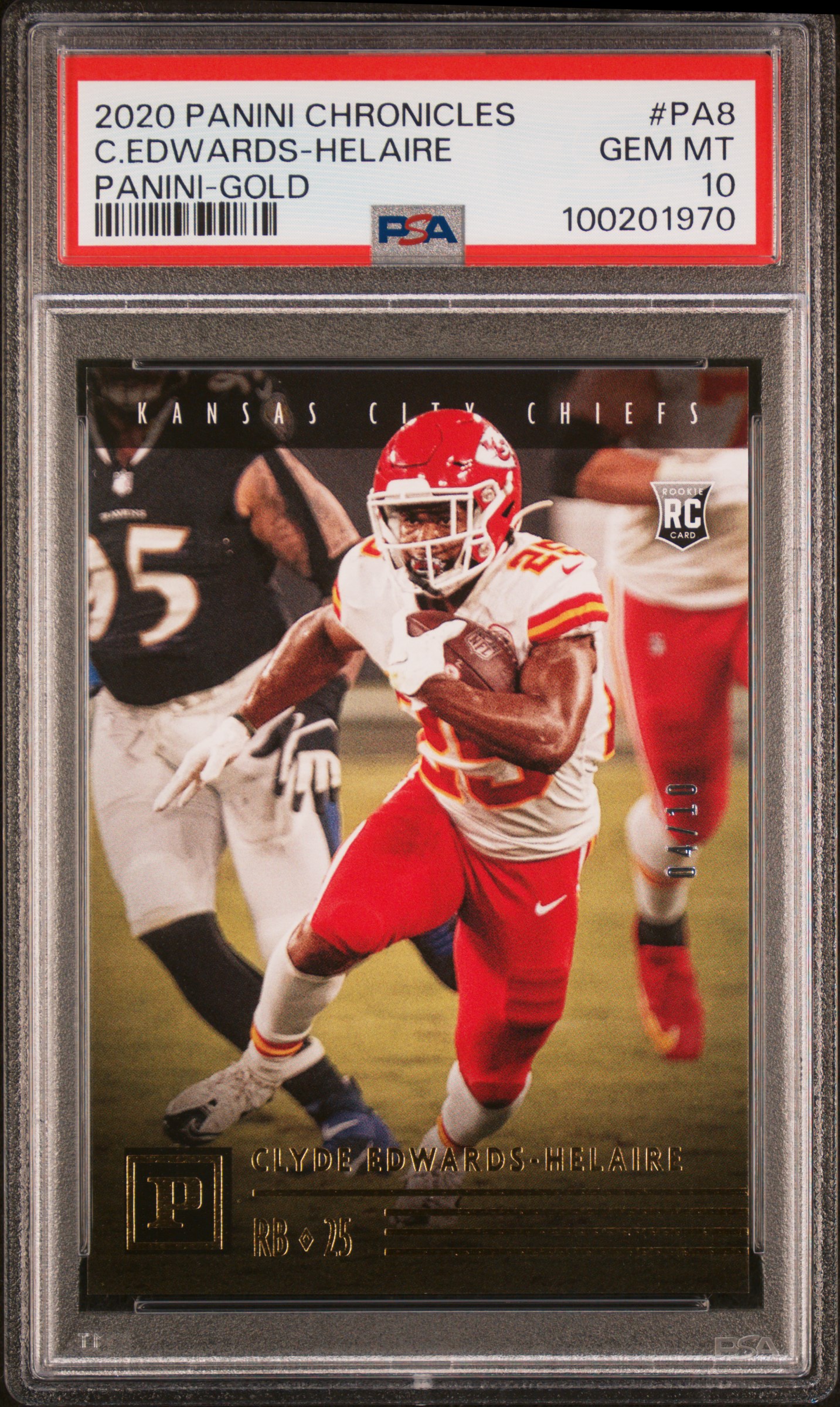 2020 Panini Chronicles Panini C.edwards-Helaire #Pa8 (Panini-Gold) Gem Mt 10 front
