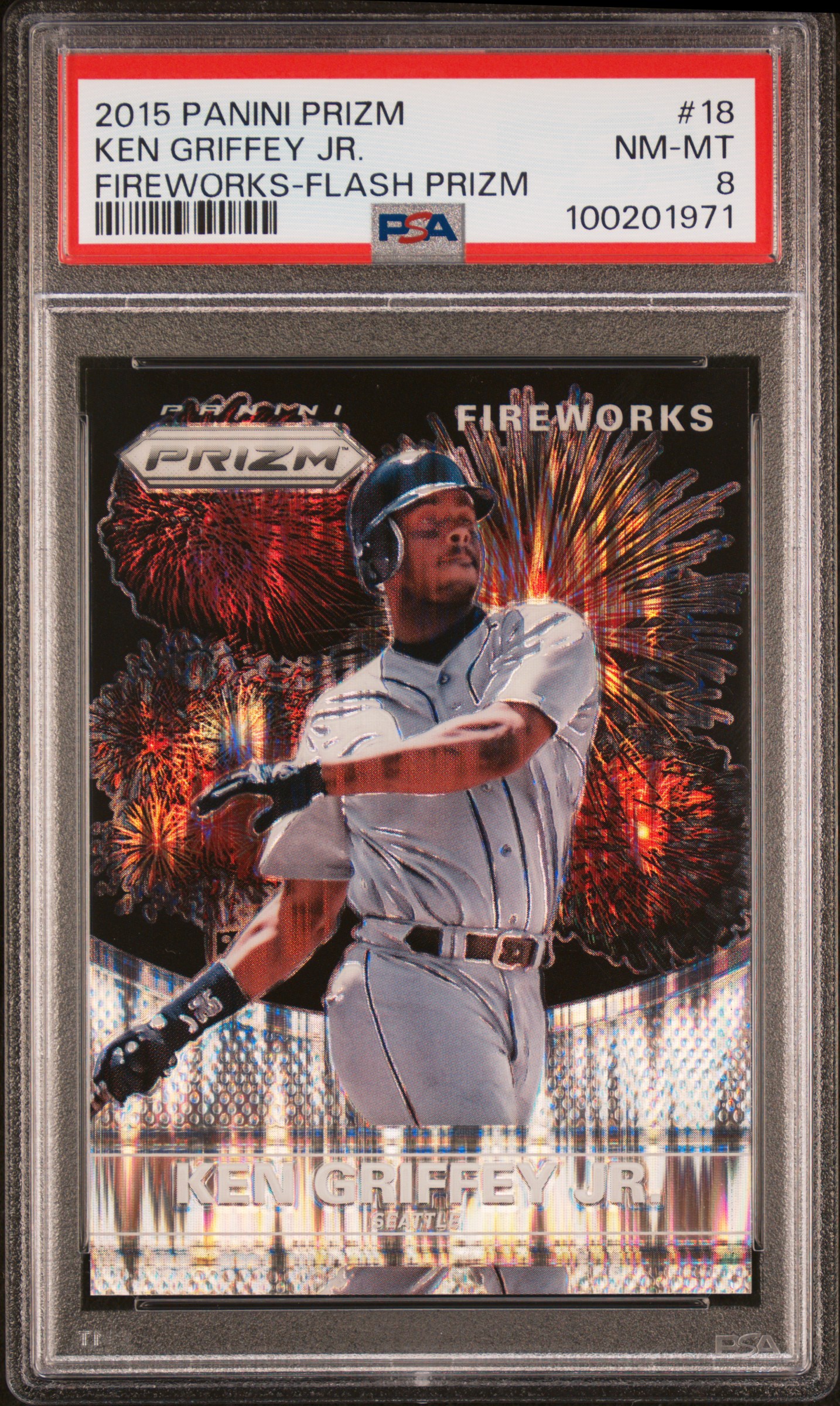 2015 Panini Prizm Fireworks Ken Griffey Jr. #18 (Fireworks-Flash Prizm) Nm-Mt 8 front