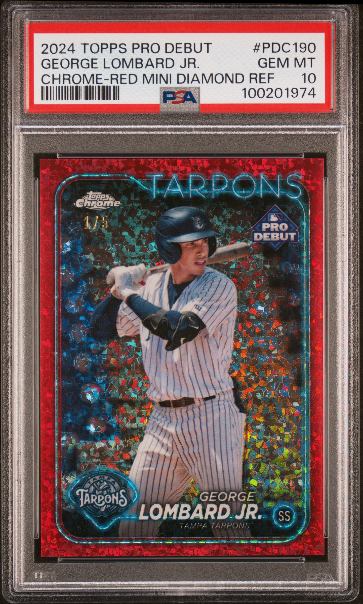 2024 Topps Pro Debut George Lombard Jr. #Pdc190 (Chrome-Red Mini Diamond Ref) Gem Mt 10 front