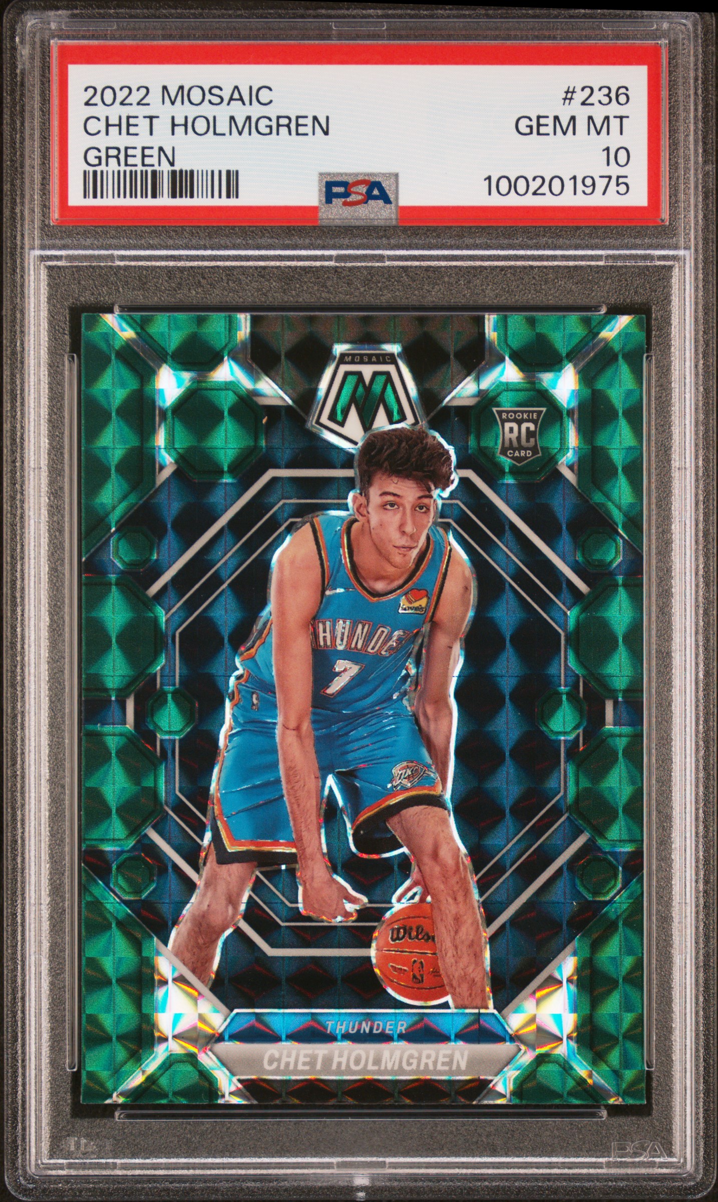 2022 Panini Mosaic Chet Holmgren #236 (Green) Gem Mt 10 front