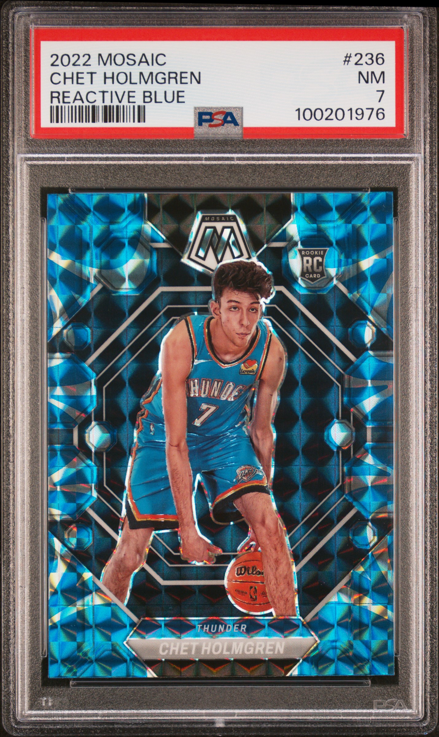 2022 Panini Mosaic Chet Holmgren #236 (Reactive Blue) Nm 7 front