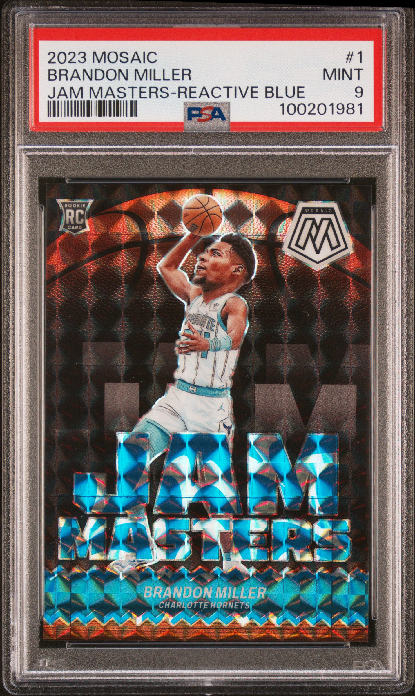 2023 Panini Mosaic Jam Masters Brandon Miller #1 (Jam Masters-Reactive Blue) Mint 9 front