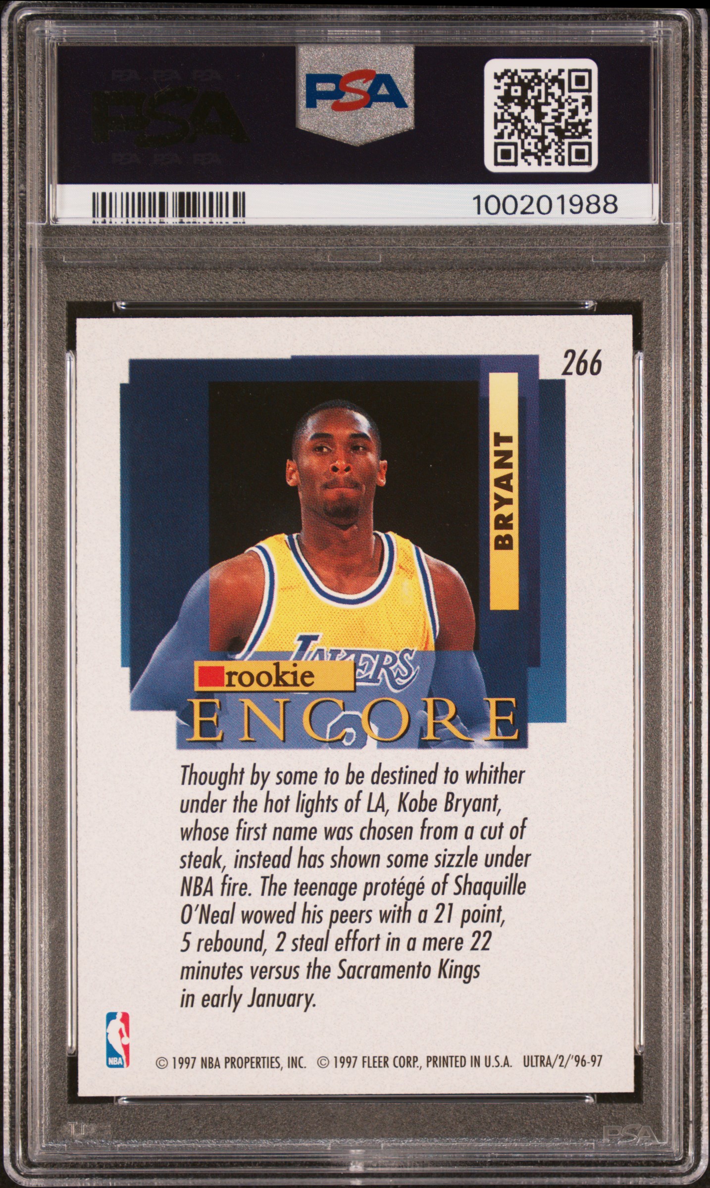 1996 Ultra Kobe Bryant #266 Nm-Mt 8 back