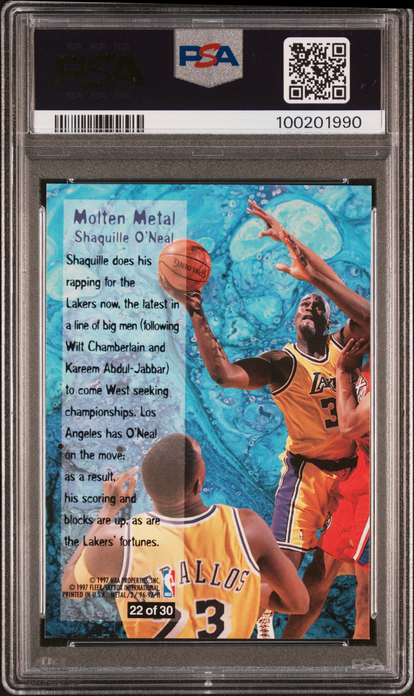 1996 Metal Molten Metal Shaquille O'neal #22 (Molten Metal) Nm-Mt 8 back