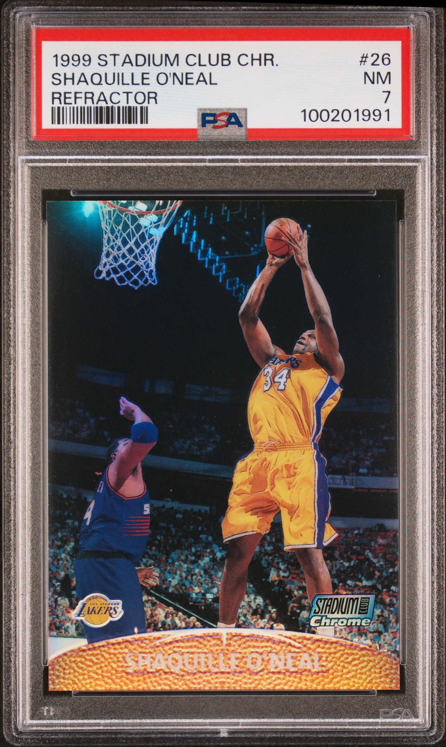 1999 Stadium Club Chrome Shaquille O'neal #26 (Refractor) Nm 7 front