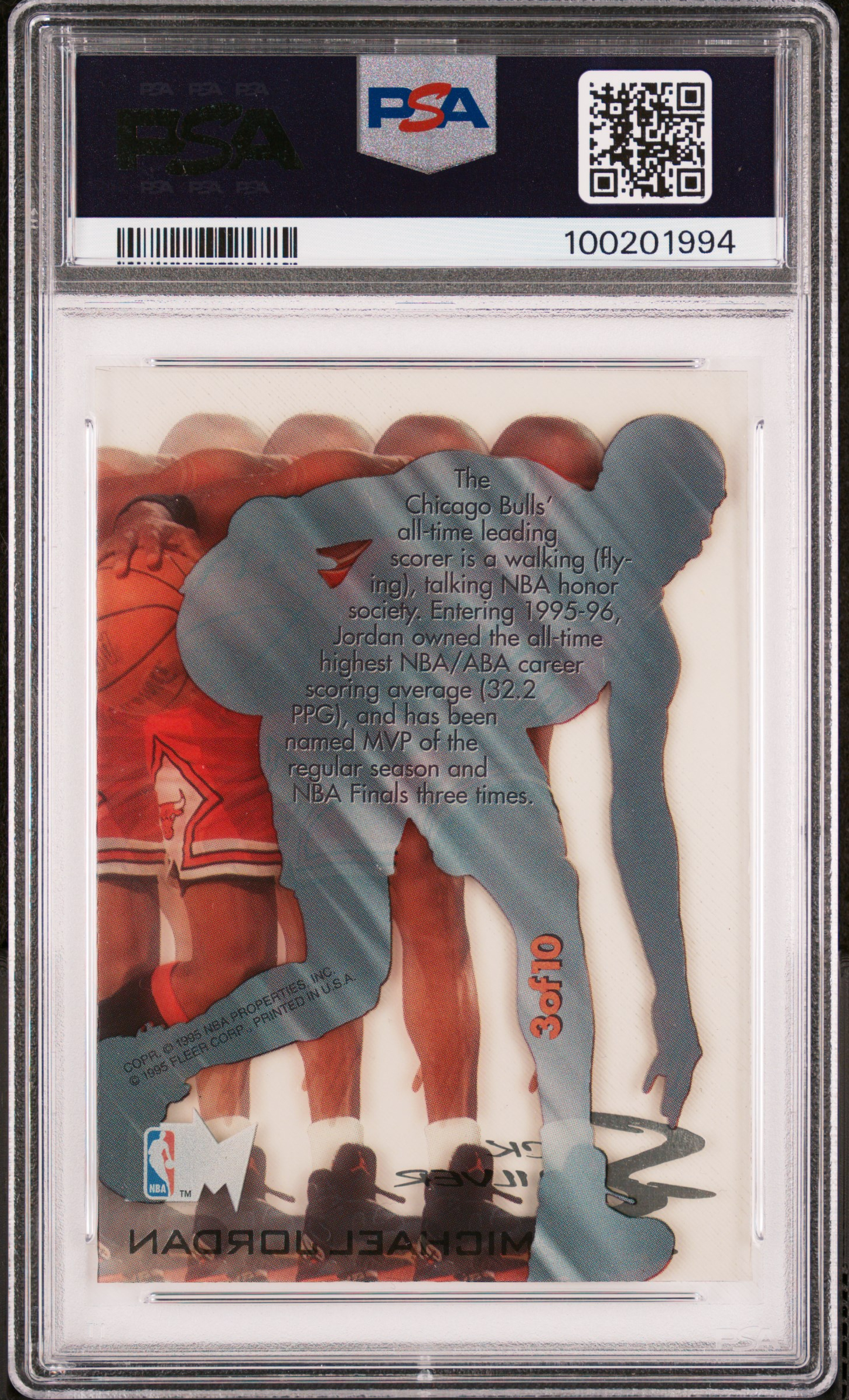 1995 Metal Slick Silver Michael Jordan #3 (Slick Silver) Mint 9 back