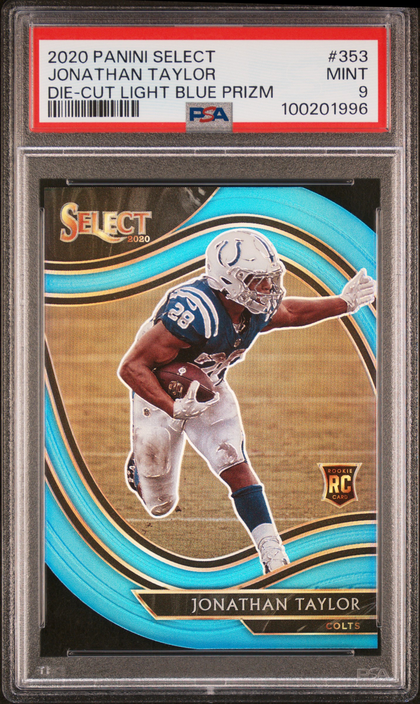 2020 Panini Select Jonathan Taylor #353 (Die-Cut Light Blue Prizm) Mint 9 front