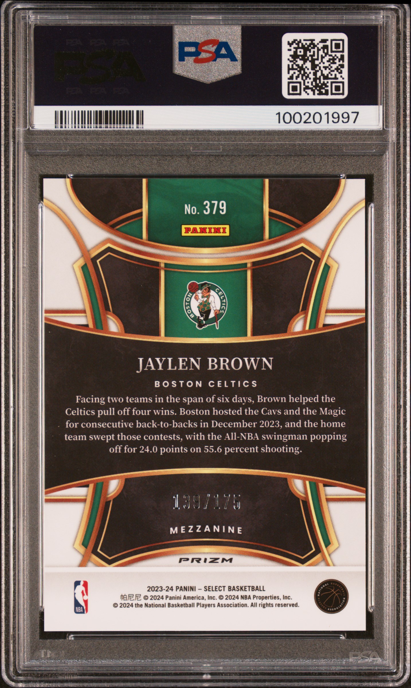 2023 Panini Select Jaylen Brown #379 (Purple Flash) Mint 9 back