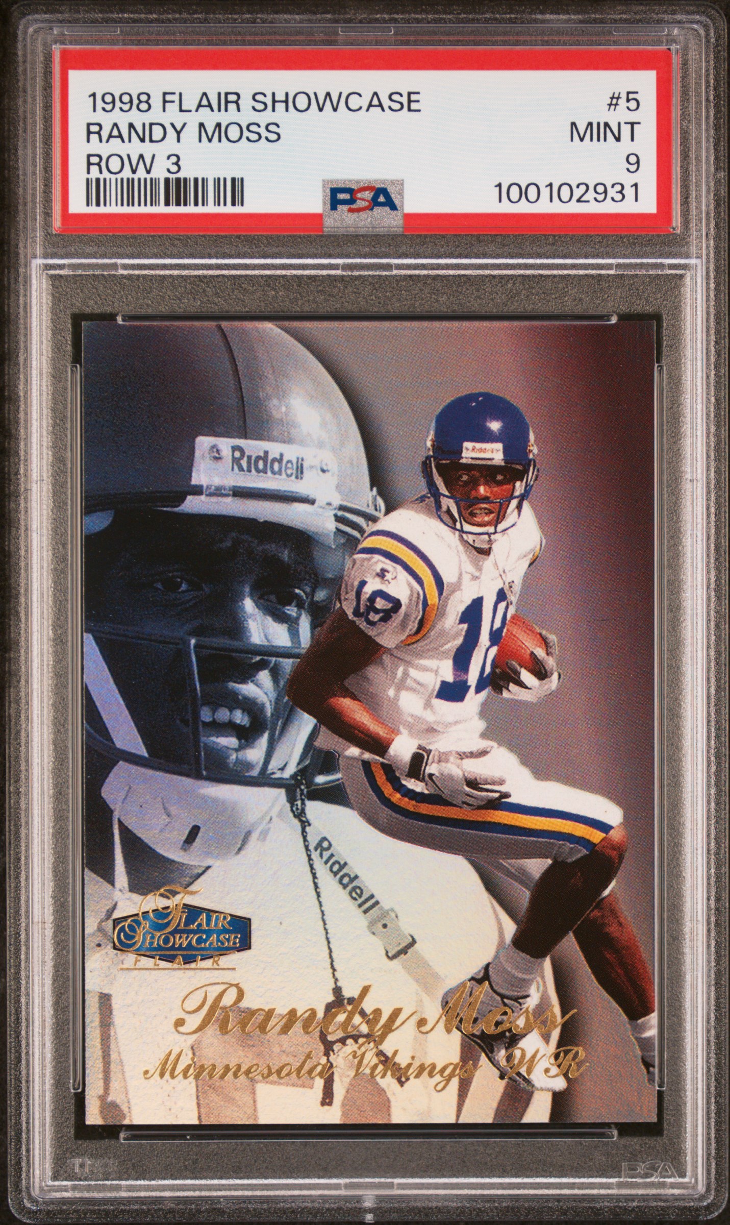 1998 Flair Showcase Randy Moss #5 (Row 3) Mint 9 front