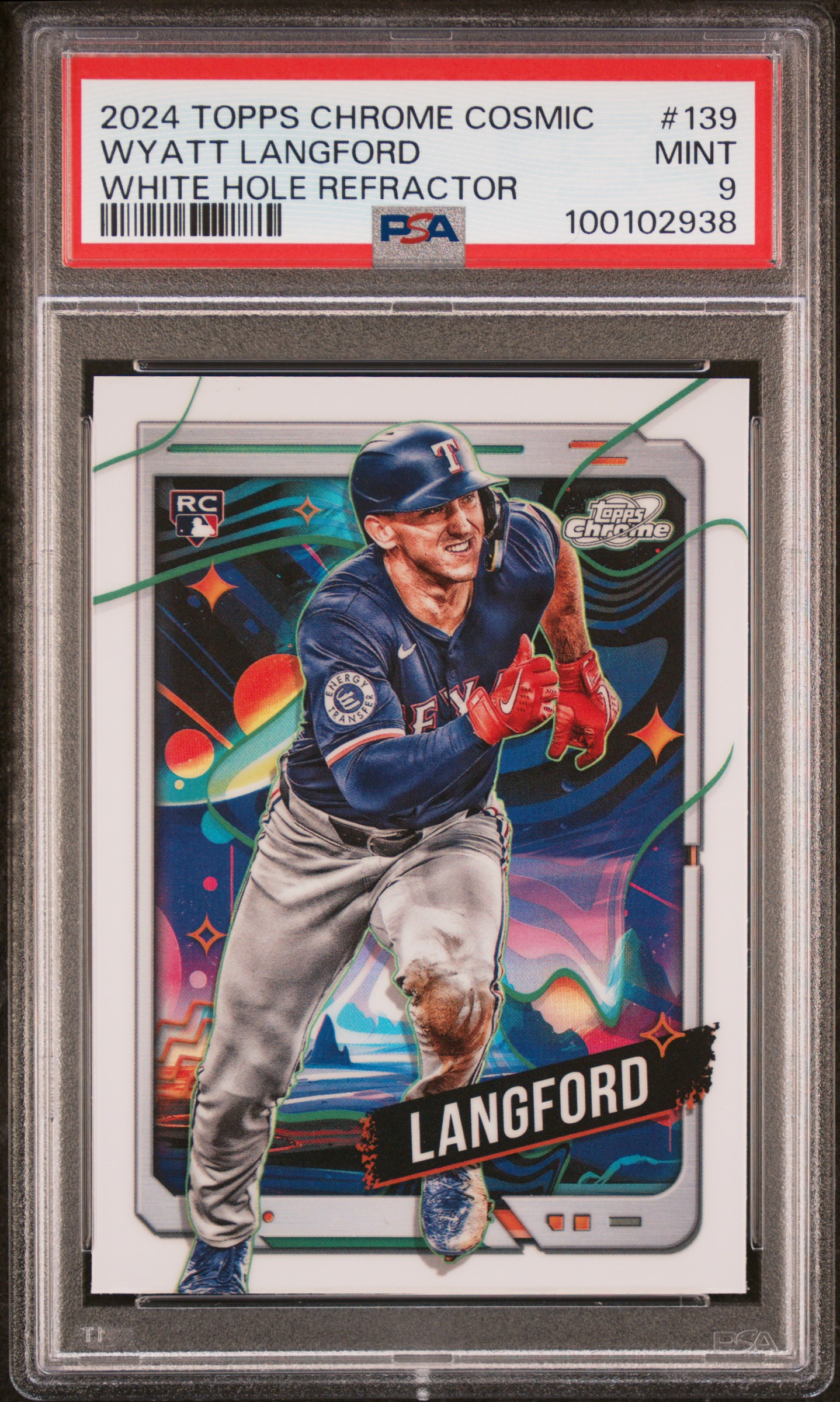2024 Topps Chrome Cosmic Wyatt Langford #139 (White Hole Refractor) Mint 9 front