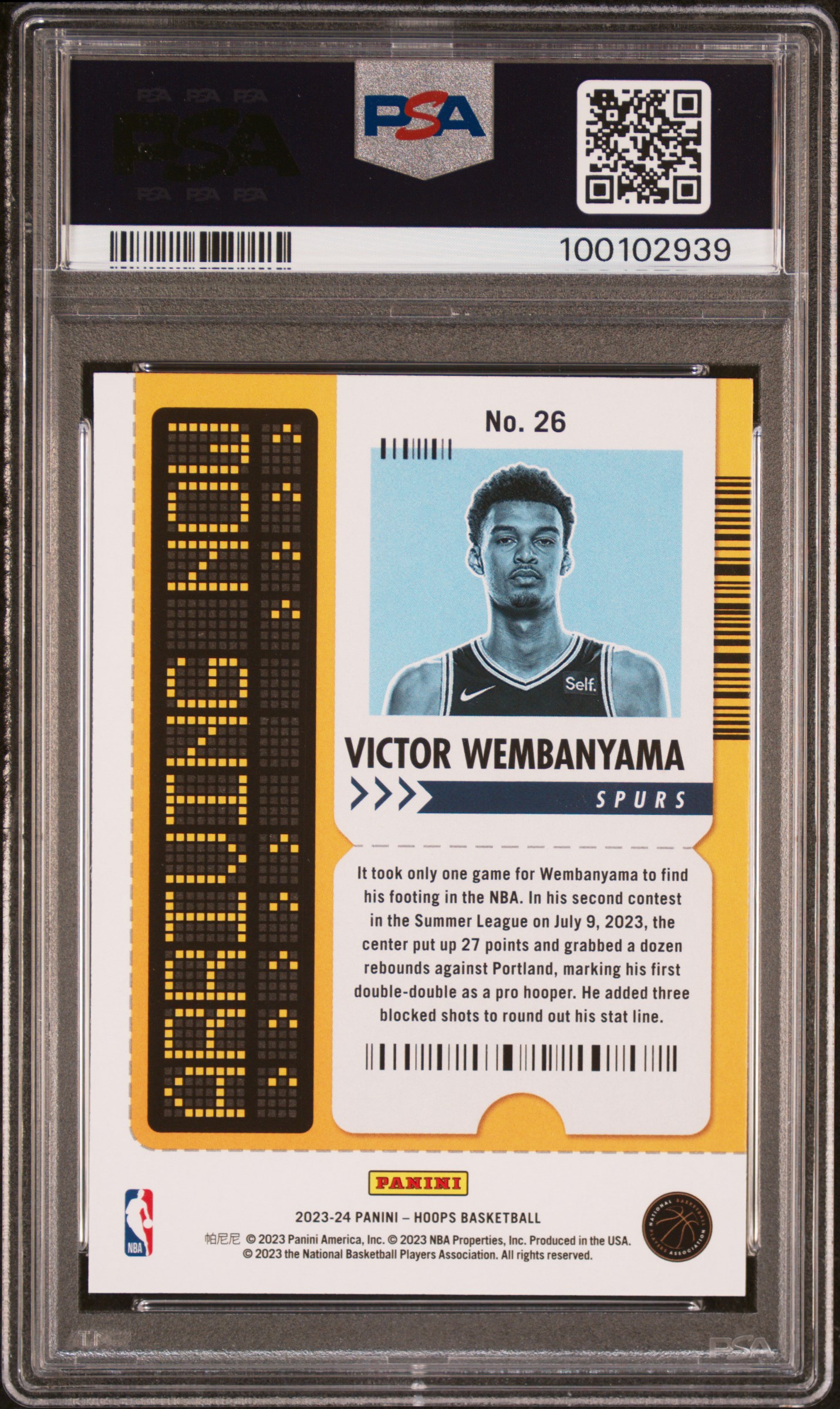 2023 Panini Nba Hoops Arriving Now Victor Wembanyama #26 Mint 9 back