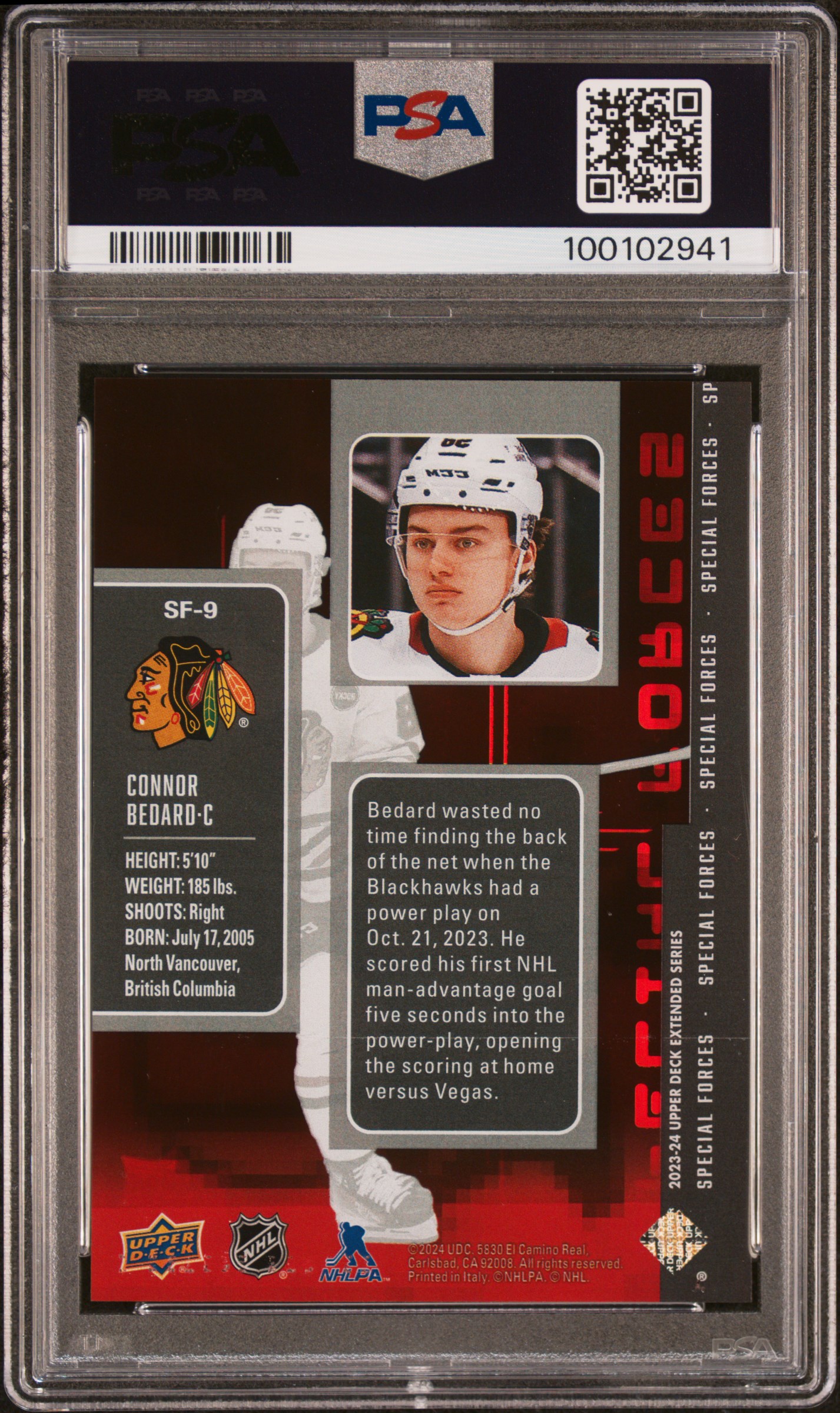 2023 Upper Deck Extended Series Special Forces Connor Bedard #Sf9 Nm-Mt 8 back