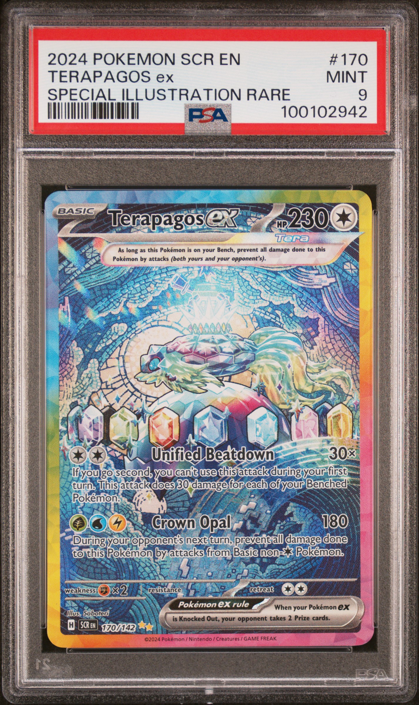 2024 Pokemon Scr En-Stellar Crown Terapagos Ex #170 (Special Illustration Rare) Mint 9 front