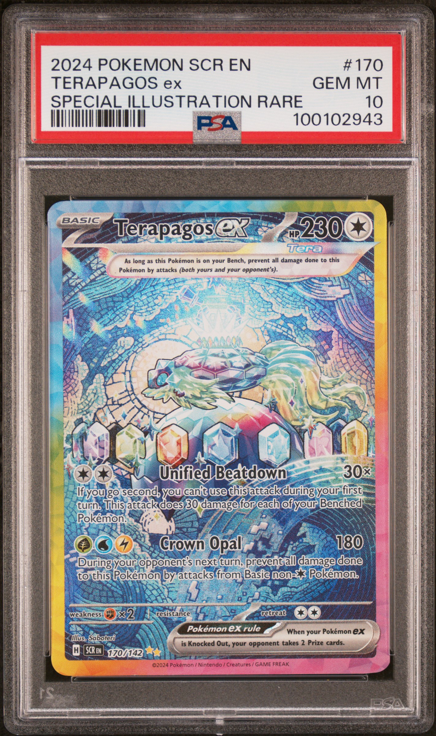 2024 Pokemon Scr En-Stellar Crown Terapagos Ex #170 (Special Illustration Rare) Gem Mt 10 front