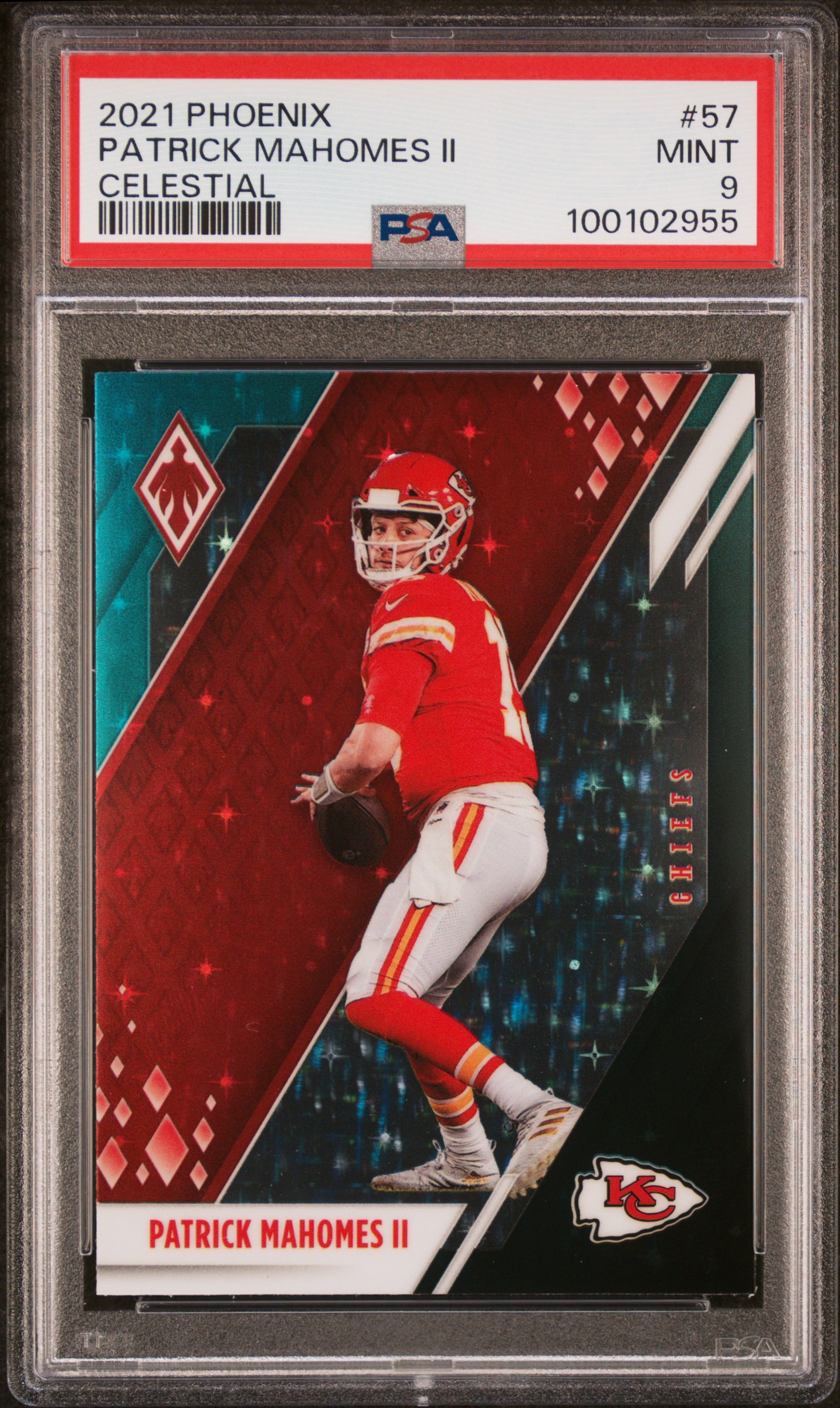 2021 Panini Phoenix Patrick Mahomes Ii #57 (Celestial) Mint 9 front